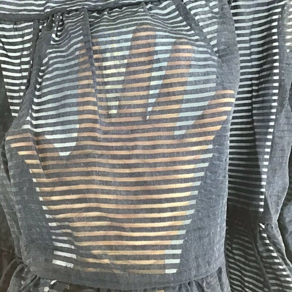 PAUL & JOE Sister Women's Blue Striped Mesh Front Button Blouse Top Size 3 L - Picture 5 of 11